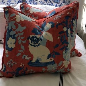 Pair of large custom chinoiserie throw pillows